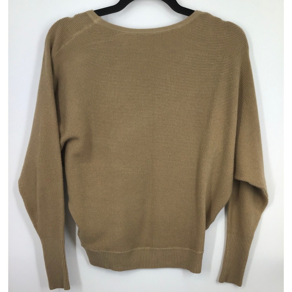 T Tahari Camel Minimalist Quiet Luxury Waffle Knit‎ Dolman Sleeve Sweater XS - Picture 2 of 8